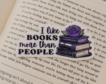 Antisocial Book Lover Sticker: Dark Academia Purple Rose Vinyl