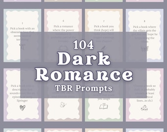 Dark Romance TBR Cards, 104 Prompts, Reading Challenge Game (Digital PDF Download)