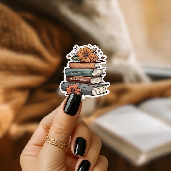 Fall Book Stack Sticker: Spooky Season Kindle, Tablet Decor