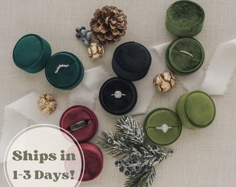 Velvet Ring Box: Round Jewelry Display for Wedding, Engagement