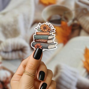 Fall Book Stack Sticker: Spooky Season Kindle, Tablet Decor image 3