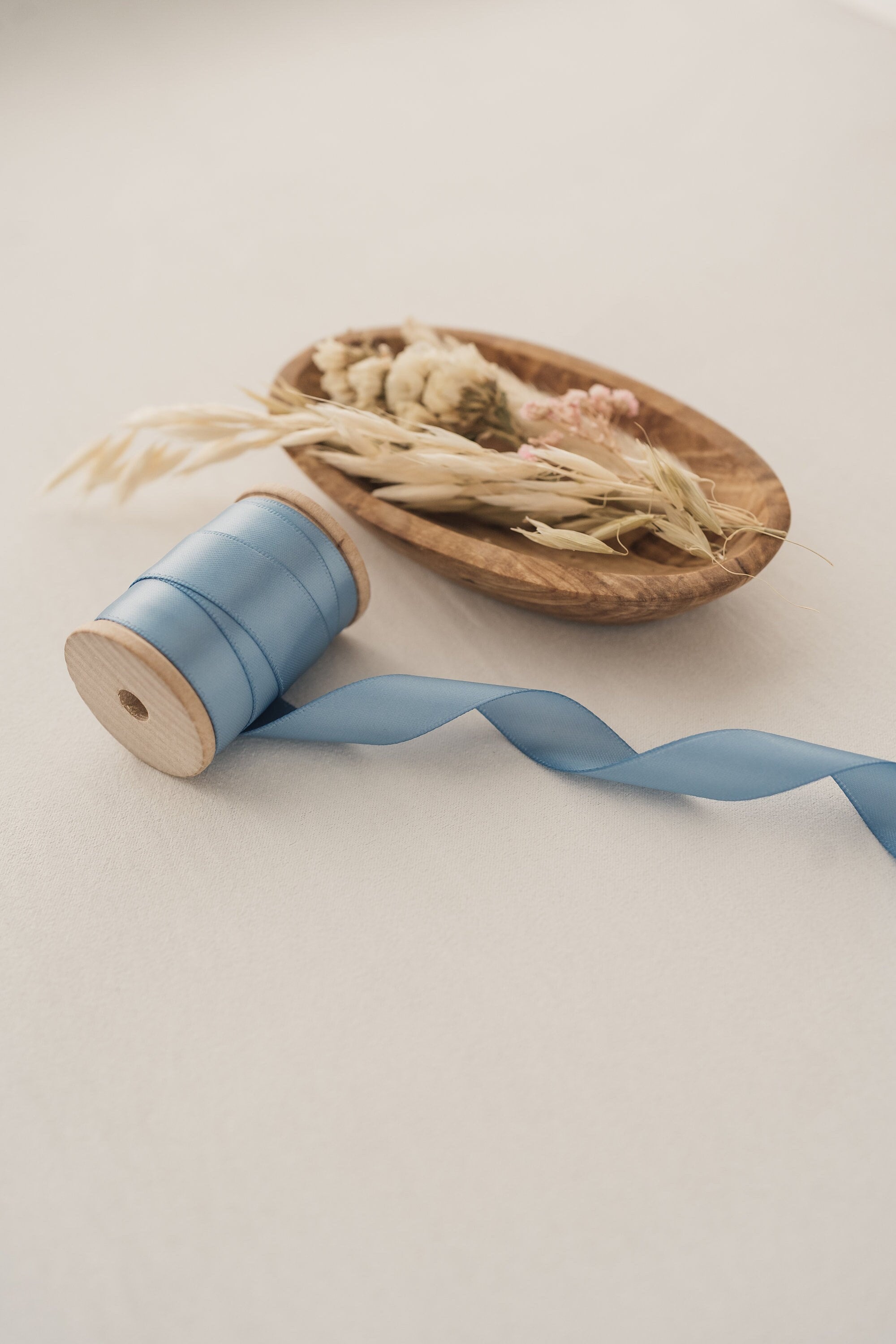 Dusty Blue Hand Dyed Silk Ribbon - KrasnovaSilk