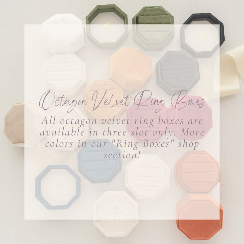 Velvet Octagon Triple Ring Box: Wedding Ring Display & Photography Prop bild 9