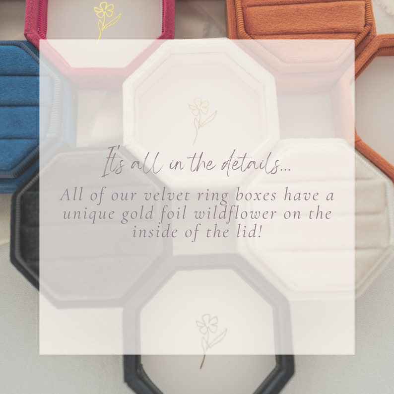 Velvet Octagon Triple Ring Box: Wedding Ring Display & Photography Prop bild 8