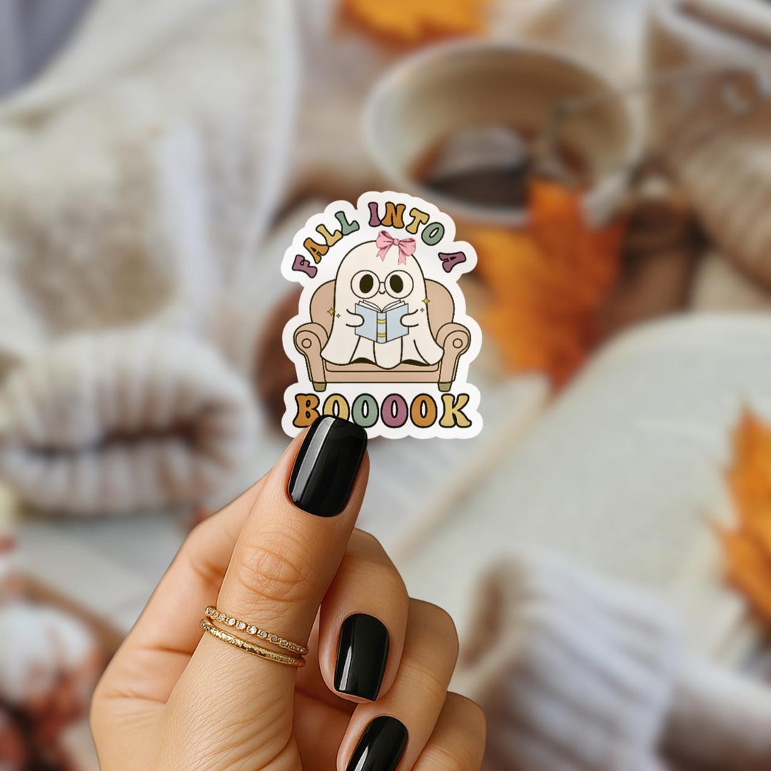 Cozy Ghost Reading Sticker: Spooky Fall Book Lover Gift - Etsy