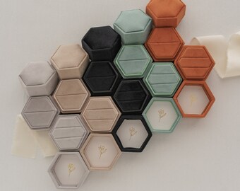 Velvet Hexagon Ring Box: Elegant Wedding Ring Holder