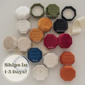 Velvet Octagon Triple Ring Box: Wedding Ring Display & Photography Prop bild 2