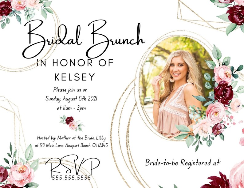 Editable Custom Bridal Shower Invitation and Matching Thank You Card