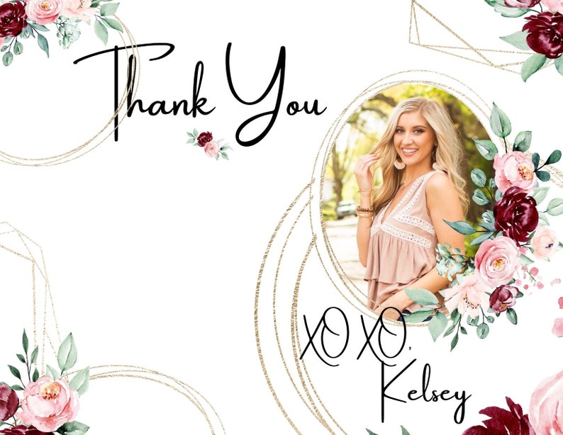 Editable Custom Bridal Shower Invitation and Matching Thank You Card
