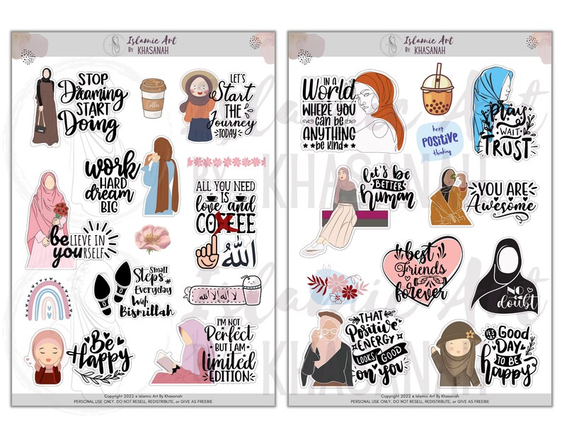 Sticker Muslimah Islamic Quote Printable PLANNER Muslimah Stickers - Hijab Stickers ...