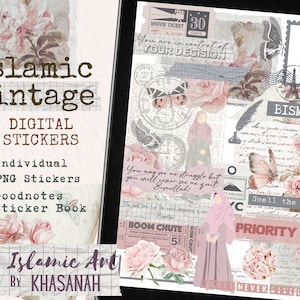 Islamic Rose Vintage Digital Stickers, Islamic Goodnotes Stickers, Hijab Digital Stickers, Muslim Digital Sticker, Goodnotes Stickers, Hijab
