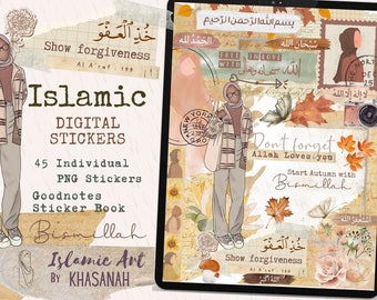 Islamic Quote Digital Stickers, Islamic Goodnotes Stickers, Hijab Digital Stickers, Muslim Digital Sticker, Autumn Goodnotes Sticker, Hijabi