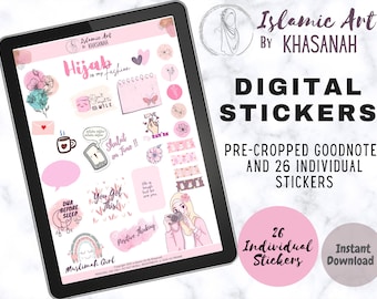 Islamic Digital Planner Stickers, Islamic Goodnotes Stickers, Hijab Digital Stickers, Muslimah Digital Stickers, Goodnotes Stickers, Islamic