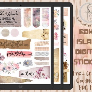 Islamic BOHO Digital Planner Stickers, Islamic Goodnotes Stickers, Hijab Digital Stickers, Muslimah Digital Sticker, Goodnotes Stickers