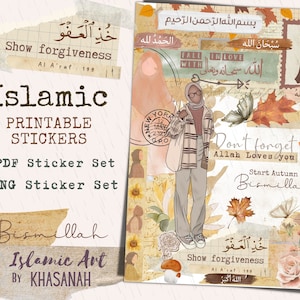 Islamic Autumn PRINTABLE stickers - Hijab Stickers - Islamic Stickers - Islamic planner Printable, Islamic Hijab planner, Muslimah Stickers