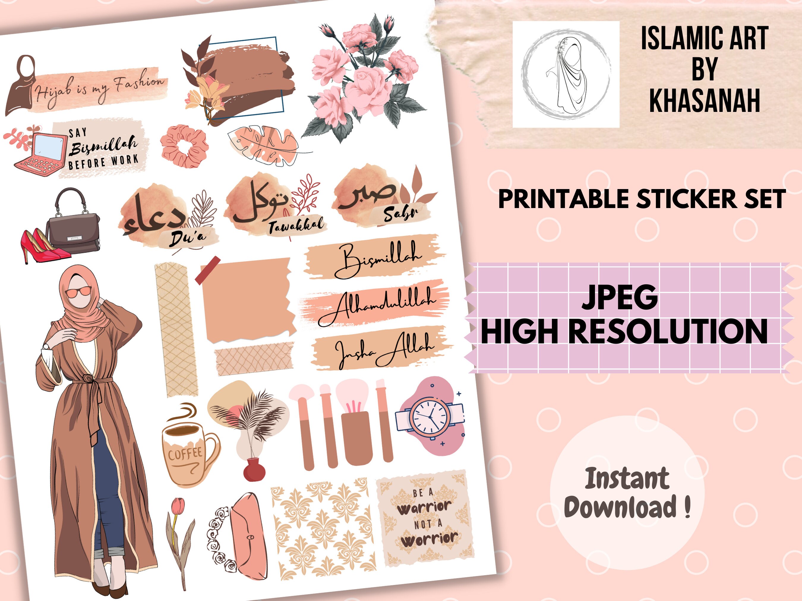 Islamic Printable PLANNER Muslimah Stickers Digital File Instant