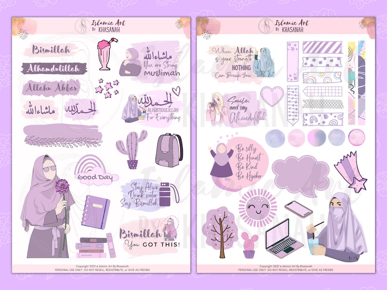 Sticker Muslimah Islamic Printable PLANNER Muslimah Stickers - Hijab Stickers - Islamic ...