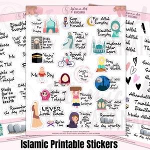 Islamic Printable PLANNER Muslimah stickers - Hijab Stickers - Islamic Stickers - islamic planner accessories, islamic Hijab planner, 12
