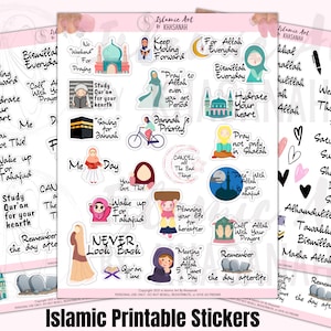 Islamic Printable PLANNER Muslimah stickers - Hijab Stickers - Islamic Stickers - islamic planner accessories, islamic Hijab planner, 12