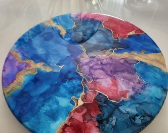 Colorful Resin Ink Lazy Susan