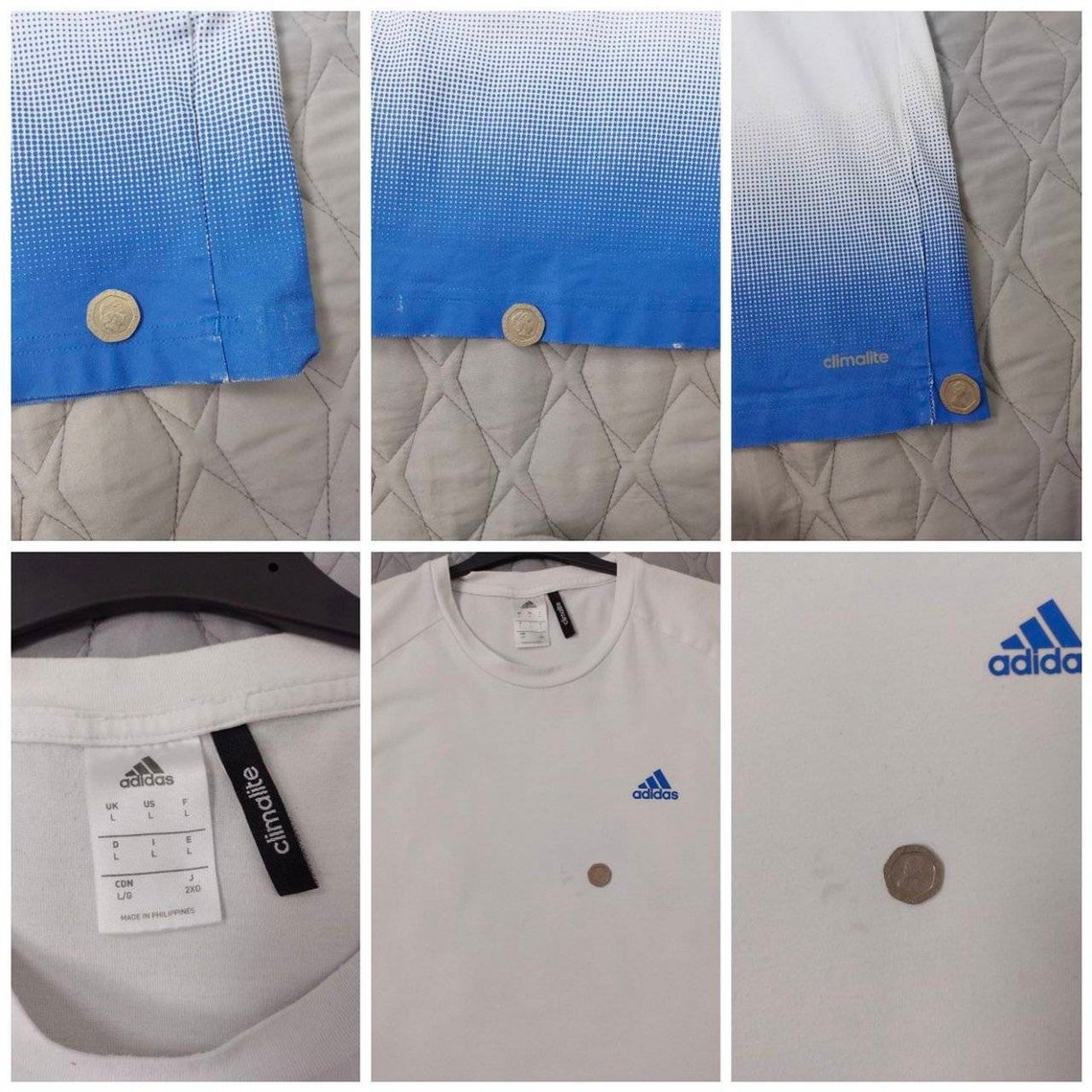 Adidas Sports Shirt White/Blue | Etsy