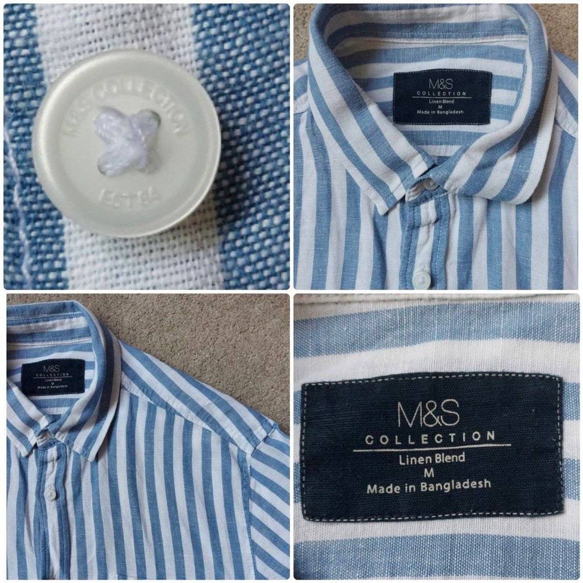 Vintage Marks and Spencers Striped TShirt Blue/White Etsy