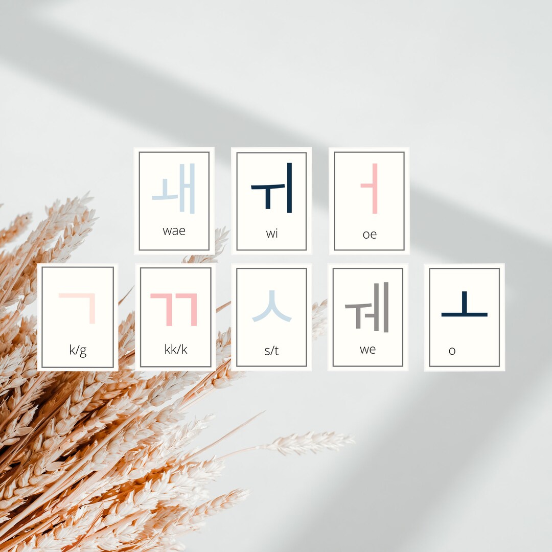 Printable Korean Alphabet Flashcards Homeschool Language Etsy