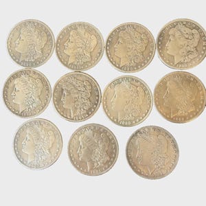 USA Morgan Dollars Silver Plated Coins 1890,1891,1892,1894,1896,1897,1898,1899,1900,1901,1921. X 11 SILVER PLATED Morgan Dollars Restrikes