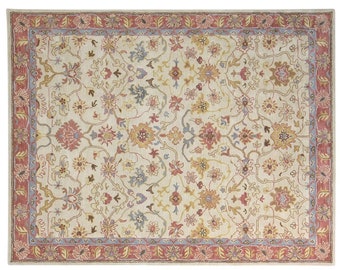 8x10 Rug , 9x12 Rug ,  Wool Handmade Beige Persian Area Rug for living room & Bedroom Large Oushak Rug