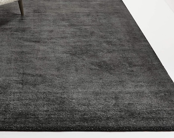 8x10 Rug, 5x8 Rug,6x9 Rug,9x12 Rug, Baxter Rug, Modern Rug, Solid Carbon Gray Color Plain Wool rug for Bedroom rug for living room