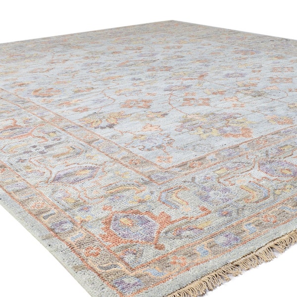 Dywan Oushak 10x14, 9x12, 8x10 Niebieski, ręcznie tkany wełniany dywan perski, duży dywan
