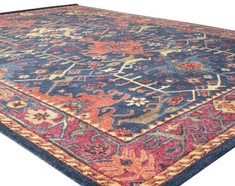 Alfombra hecha a mano lana Oushak área alfombra corredor moderno Channing azul alfombra 8x10, 5x8, 6x9, 9x12