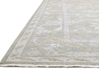 Oushak Rug Wool Silk Rug Sage Rug 8x10, 4x6 , 5x8 , 6x9, 9x12, 10x14 , 12x15 , 12x18 Hand Knotted Large Carpet