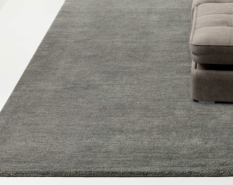 Gray Area Rug for Bedroom, Modern Rug, Solid Color Grey Wool rug for living room 8x10 Rug, 5x8 Rug,6x9 Rug,9x12 Rug, Baxter Rug
