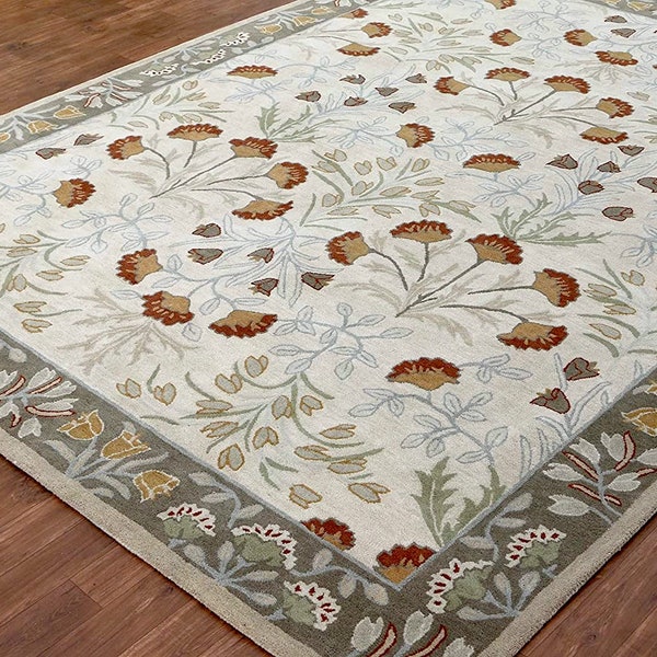 Bedroom Rug Living Room Rug Adeline Handmade Cream Ivory Rug 8x10, 5x8 Rug, 9x12 Rug, 6x9 Rug