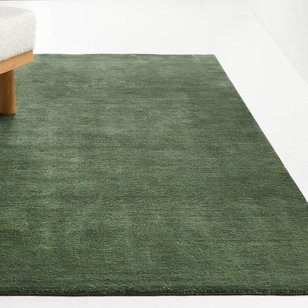 Bronze Green Area Rug for Bedroom, Modern Rug, Solid Color Wool rug for living room 8x10 Rug, 5x8 Rug,6x9 Rug,9x12 Rug, Baxter Rug