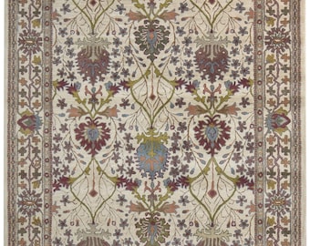 Oushak Rug 8x10, Beige 8x10 Wool Rug 8' X 10' Persian Hand Tufted Oushak Oriental Large Carpet