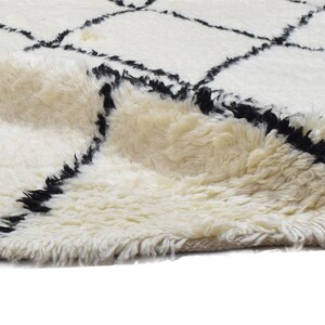 Wool ivory rug 5' x 6' modern hand woven moroccan diamond room size carpet image 4