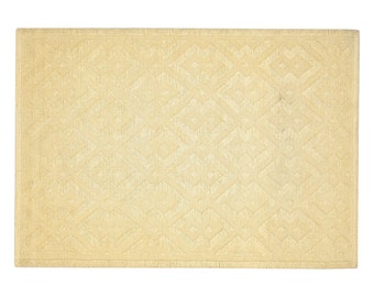 Jute Rug  Yellow Rug 5' X 8' Modern Dhurrie Scandinavian Geometric Room Size Carpet Natural  Rug  Rugs