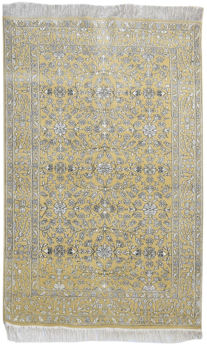 Wool / Art Silk Rug Gold Rug 4X6 Persien Hand Knotted Kashan Etsy UK