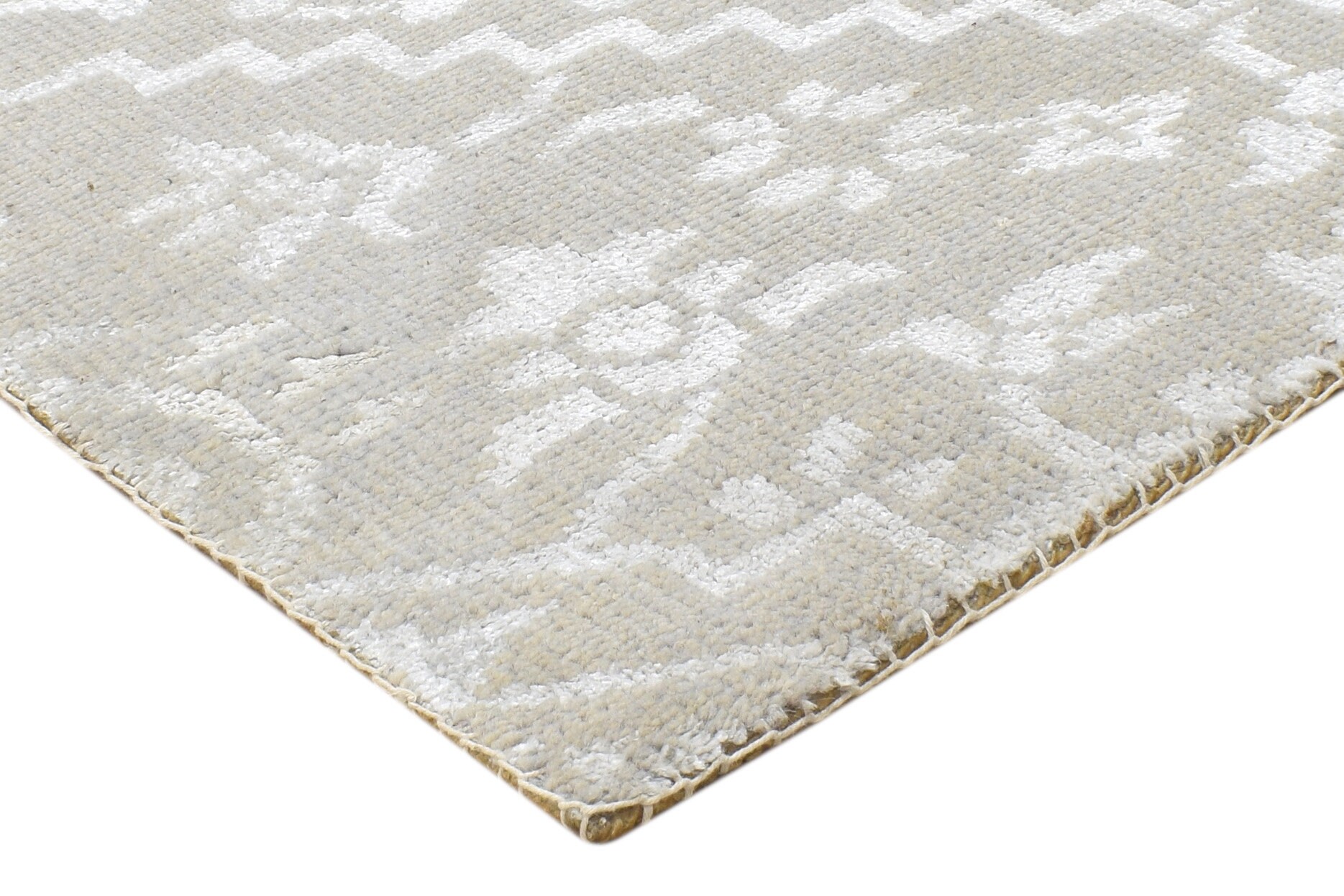 Wool / silk grey rug 2x2 modern hand knotted moroccan trellis Etsy