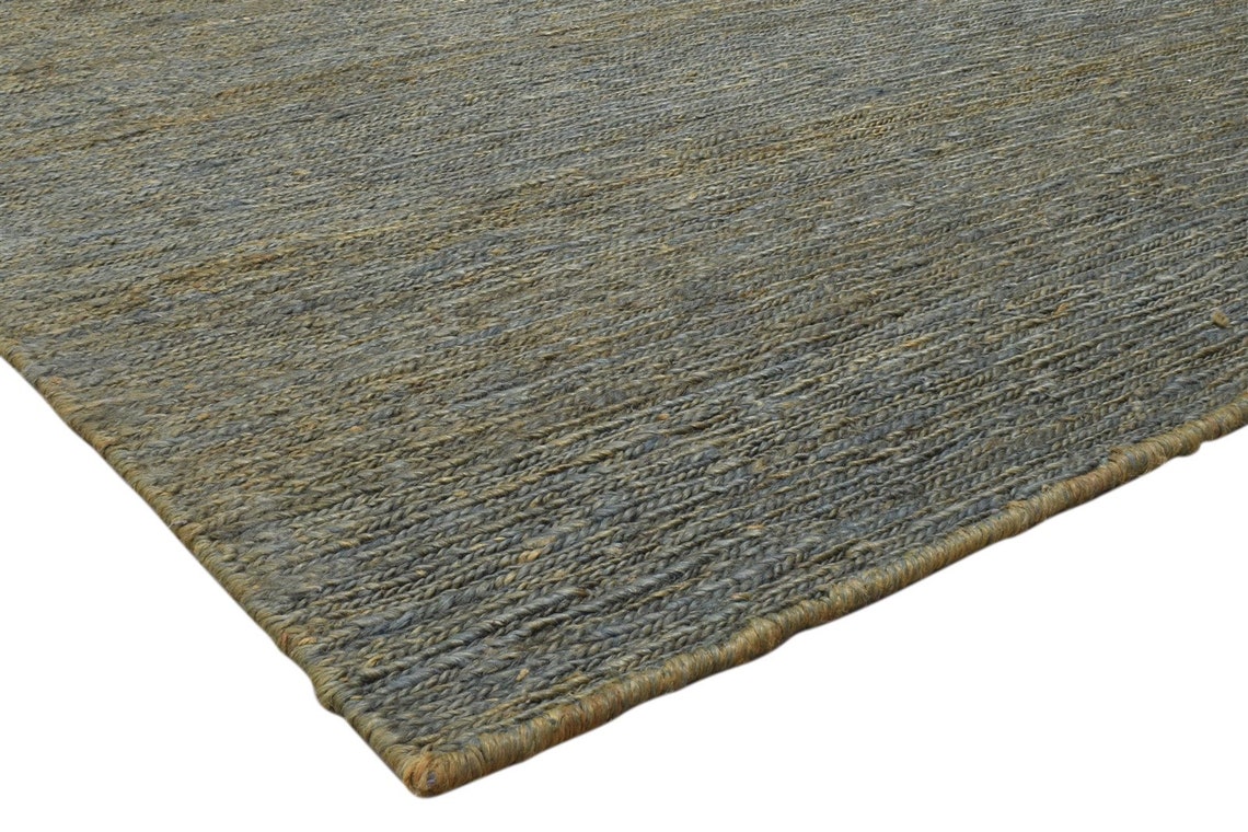 Jute Charcoal Rug 5X8 Modern Hand Knotted Scandinavian Solid Etsy