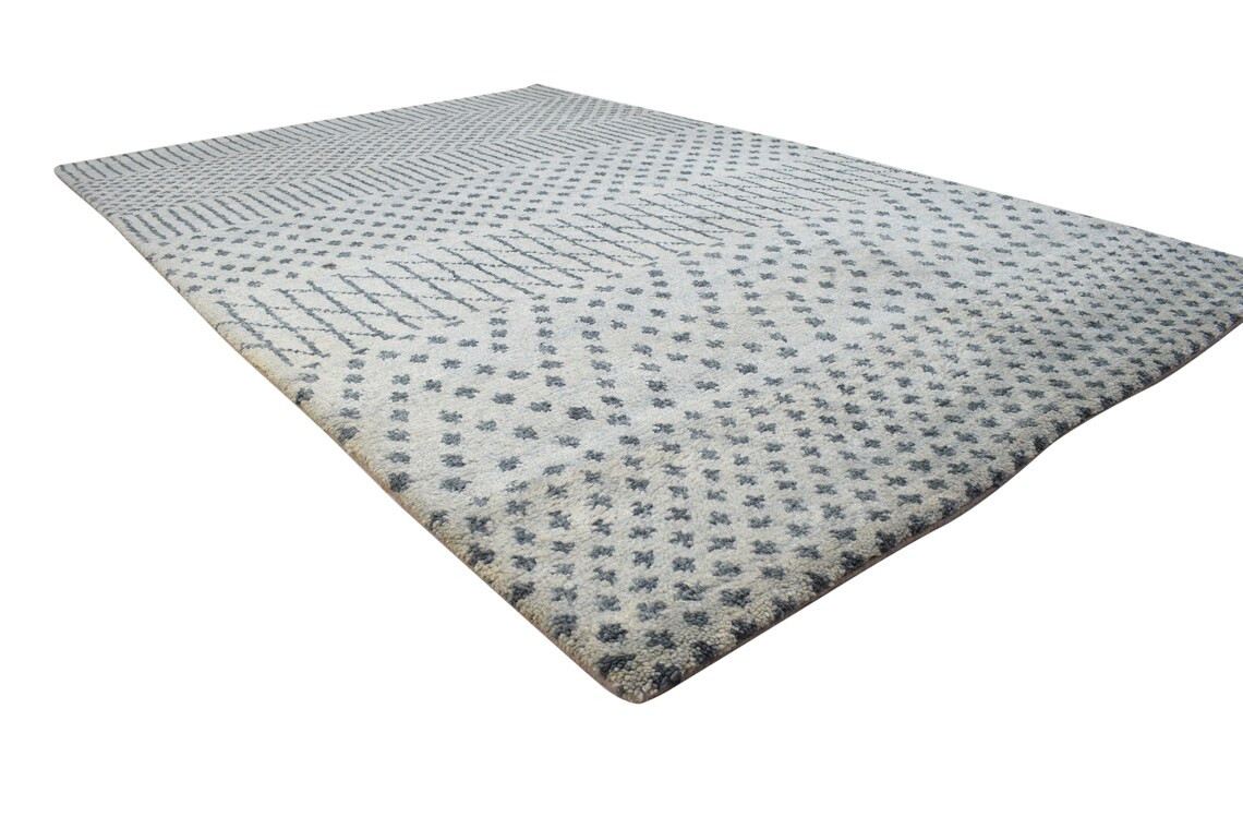 Wool grey rug 5x8 modern hand knotted moroccan geometric room Etsy