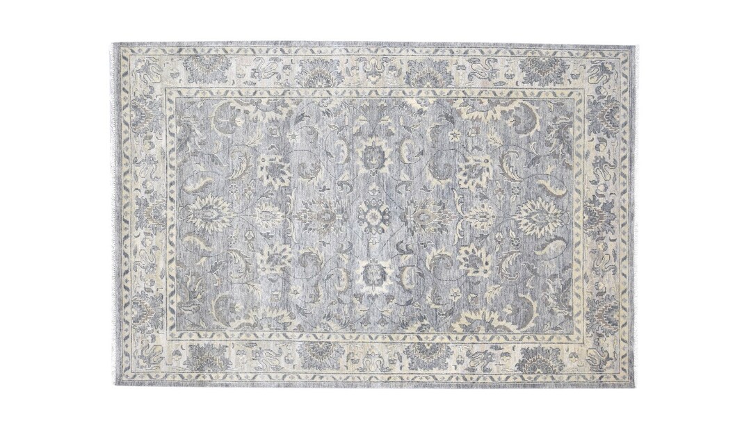 Hand Knotted Grey Wool Rug 6' X 9' Persien Kashan Etsy UK