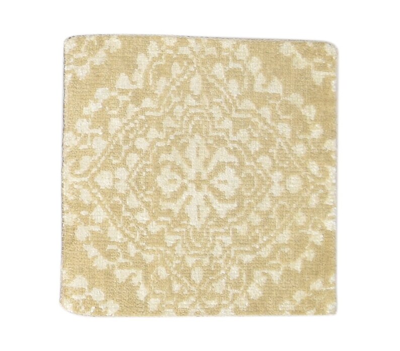 100% Wool / shops Art Silk Beige Rug 2X2 Modern Hand Knotted Moroccan Trellis Small