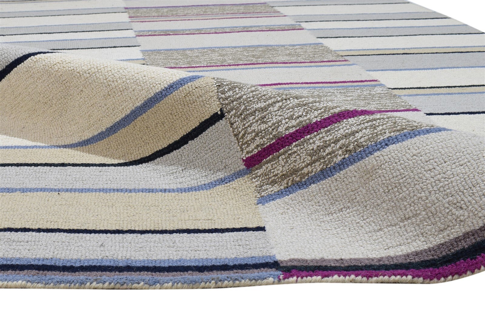 Wool Grey Rug 5X8 Modern Hand Tufted Scandinavian Striped Room Etsy