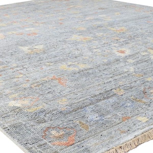 9x12, 10x14, 8x10 Modern Oushak Rug Grey Wool Persian hand knotted Rug large Area Rug