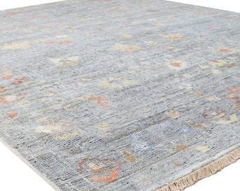 9x12, 10x14, 8x10 Modern Oushak Rug Grey Wool Persian hand knotted Rug large Area Rug