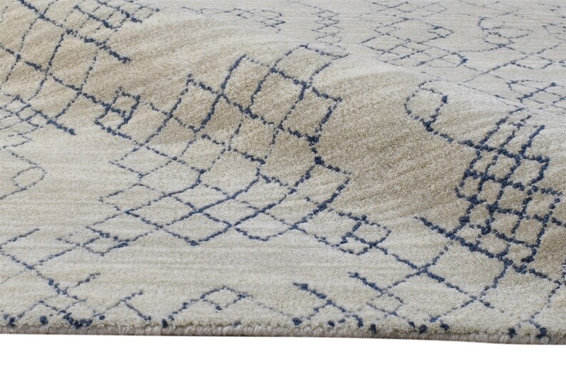 White Rug Large Modern Handmade Wool Area Rug 8x10 9x12 Etsy