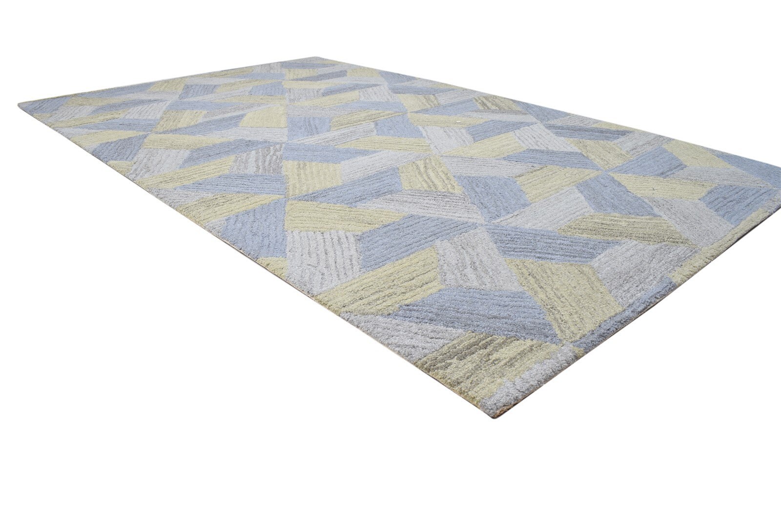 Wool blue rug 5x8 modern hand tufted scandinavian triangles Etsy